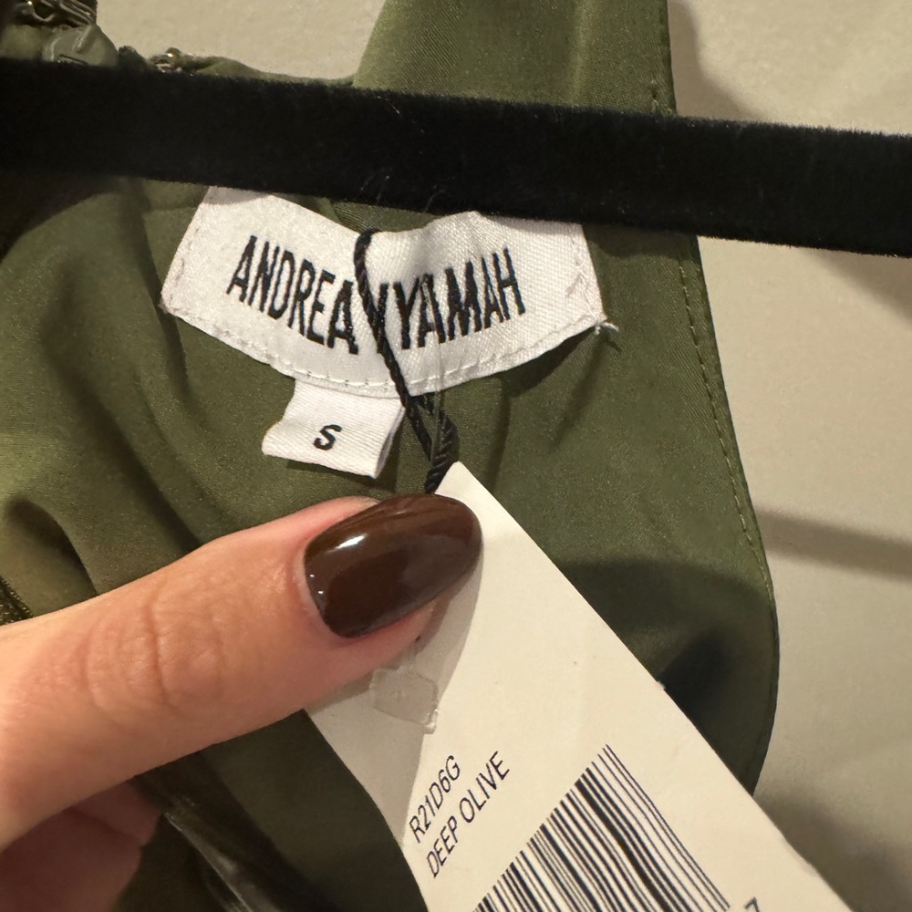 NWT Andrea Iyamah Reni Midi Olive Dress - Picture 6 of 7